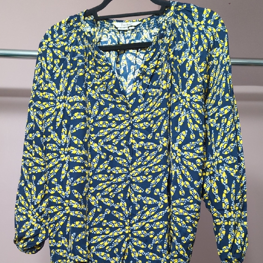 Tucker Blue and Yellow Patterned Blouse